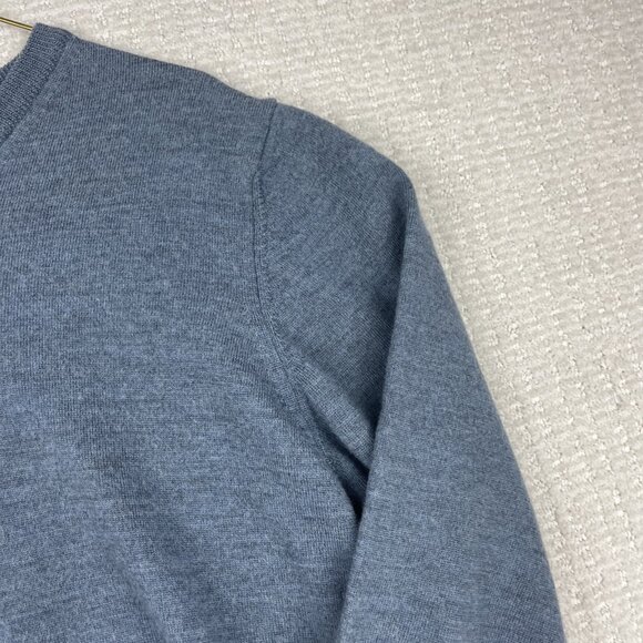 Harry Rosen Made in Italy Fine Merino Wool V Neck Sweater Large Teal Blue Read* - Picture 4 of 16